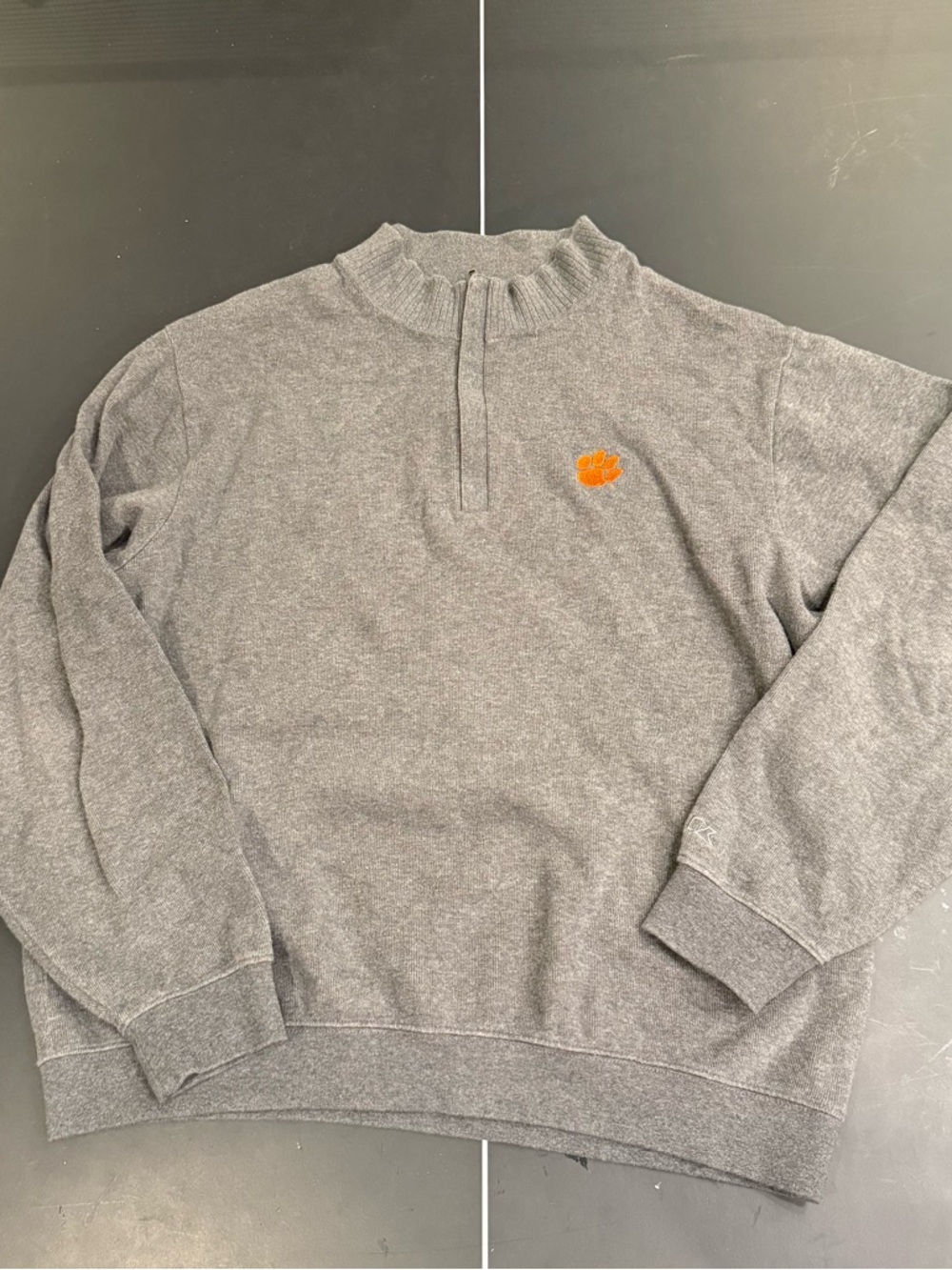 Cutter & Buck Clemson Tigers Supima Cotton Gray Quarter Zip Sweater Men’s XL